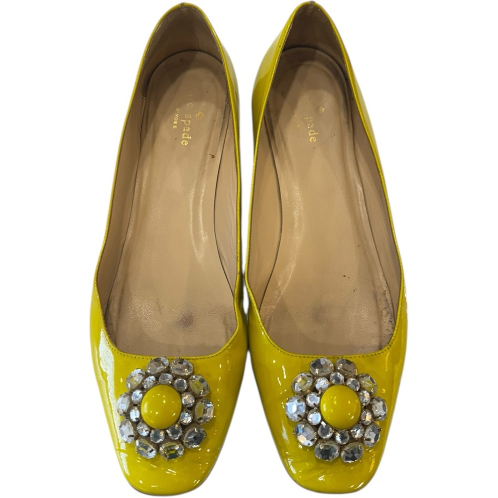 Kate Spade Yellow Patent Leather Embellished Flats